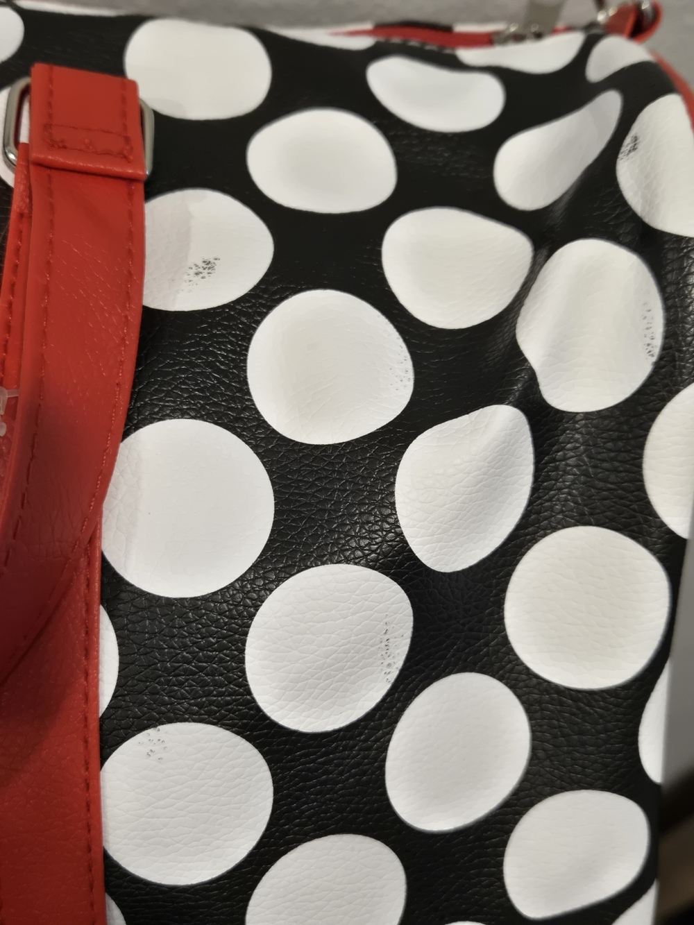Minnie Mouse Black & White Polka Dot Travel Duffle with Red Accents - Picture 10 of 13